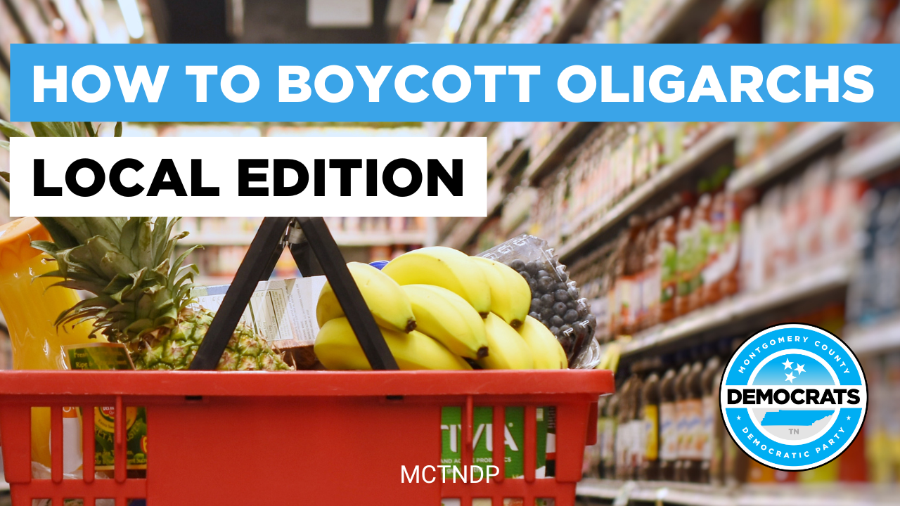 shopping basket with text "How to Boycott Oligarchs: Local Edition"